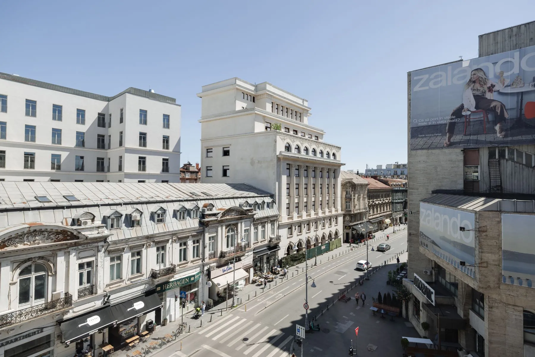 Elevated view along historic Calea Victoriei from the Bucharest residence