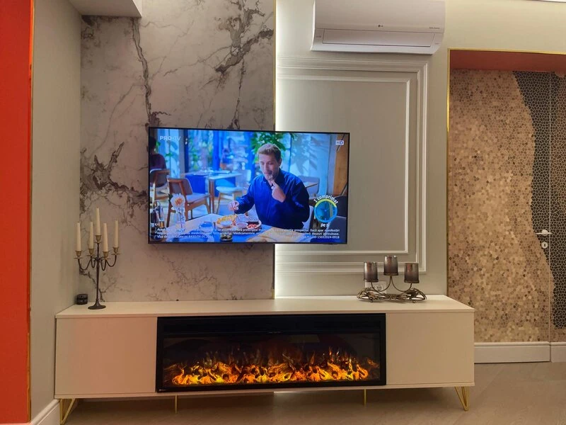 Interior view of Modern 1-Bedroom Apartment with Balcony at Cortina Nord in Bucharest