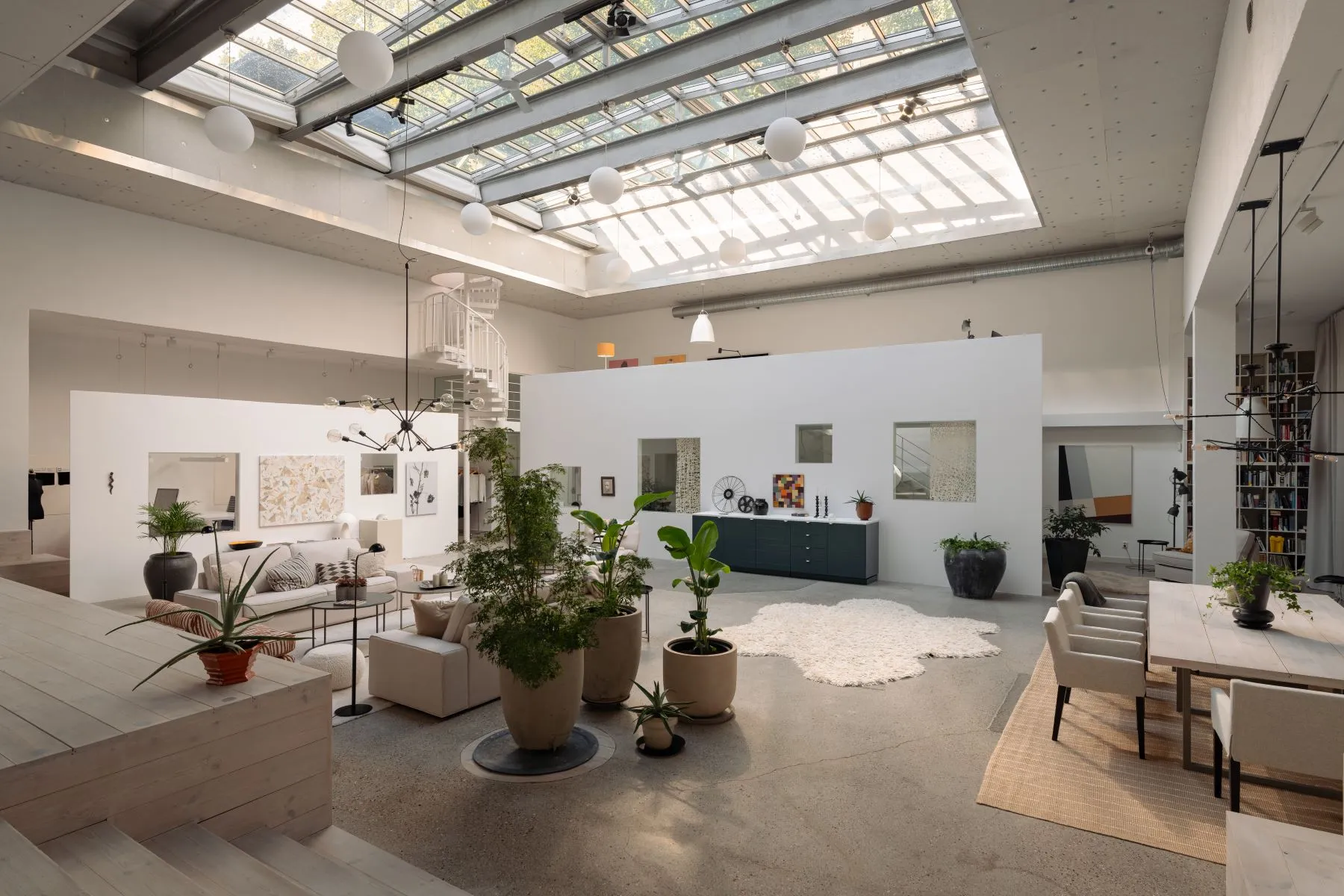 Panoramic view across the former auditorium and its immense skylight