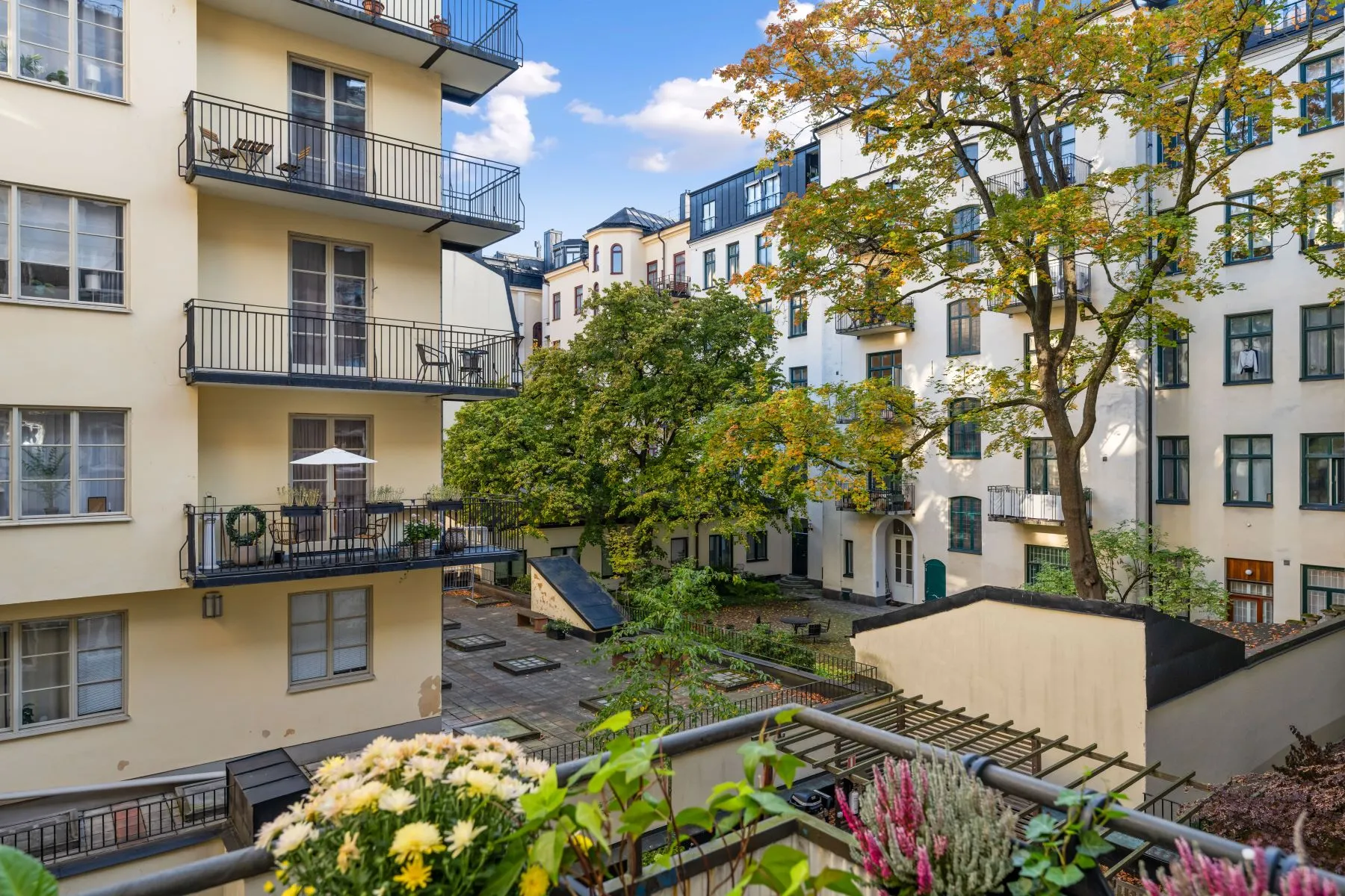 Landscaped inner courtyard viewed from the principal bedroom balcony