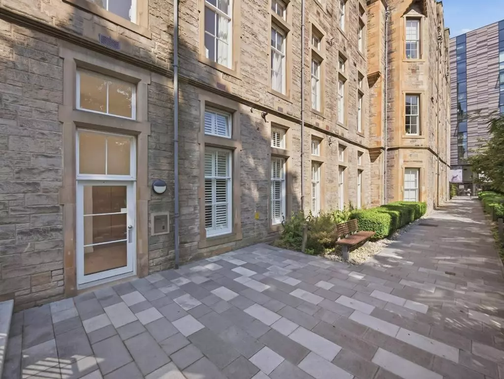 Restored stone courtyard within the Quartermile development